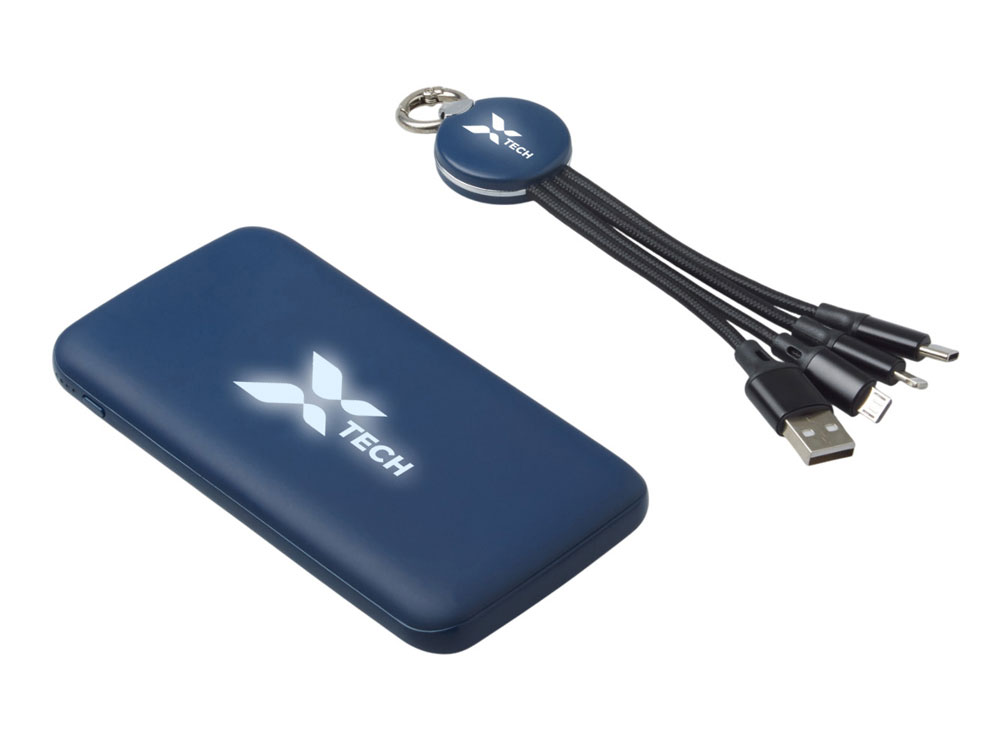 Набор из внешнего аккумулятора и универсального кабеля с подсветкой лого Reserve LED, 10000mAh