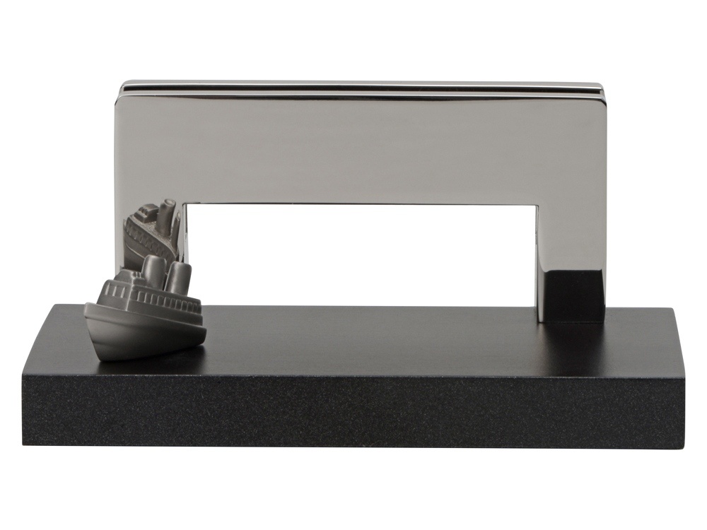 Подставка для визиток Круиз, серебристый/черный