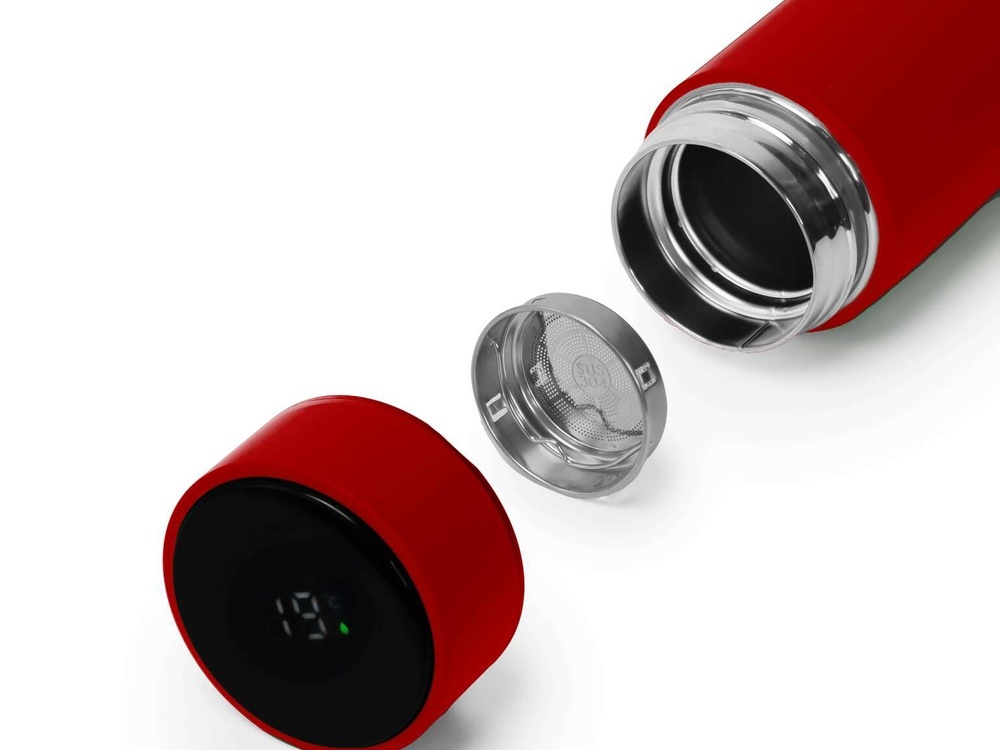 Термос FAMILY MARK LED, индикатор, soft touch