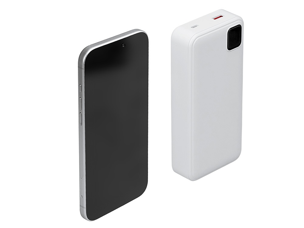 Внешний аккумулятор со встроенными кабелями Фрэйм Про, быстрая зарядка, 20000мач